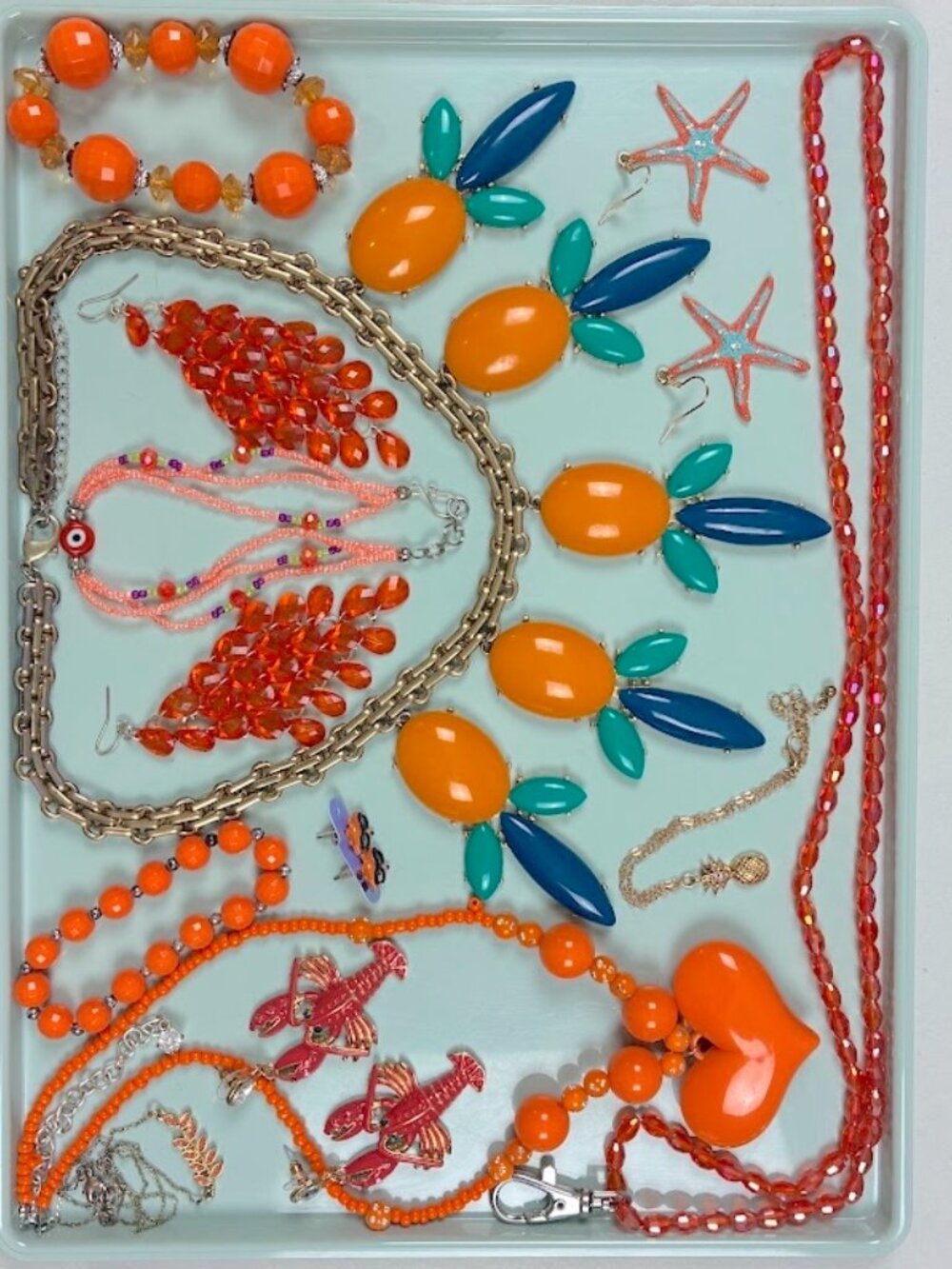 Jewelry Lot Orange You Beautiful Wearable Costume Halloween Beachy 12 Pcs.